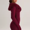 Fustă mini din tricot Tova, cu talie medie, în culoarea vinului Fustă mini din tricot Tova, cu talie medie, în culoarea vinului