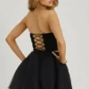 Fustă mini din tul cu talie înaltă Cosima, negru
