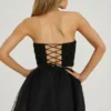 Fustă mini din tul cu talie înaltă Cosima, negru