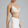 Fustă mini Joni cu talie medie și ornamente, în culoarea Ivory Fustă mini Joni cu talie medie și ornamente, în culoarea Ivory