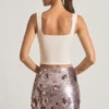 Fustă mini Lunara cu paiete, argintie Fustă mini Lunara cu paiete, argintie