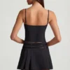 Fustă mini plisată cu talie joasă și curea Velora, negru Fustă mini plisată cu talie joasă și curea Velora, negru