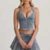 Fustă mini plisată cu talie joasă Laika, albastru deschis Fustă mini plisată cu talie joasă Laika, albastru deschis