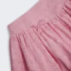 Fustă mini Thia cu detalii cu fundițe și broderie englezească, în roz pal