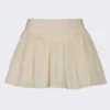 Fustă mini Thia cu detaliu fundă, din broderie englezească, în culoarea ivoriu