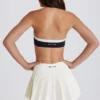 Fustă-pantalon de tenis plisată, moale, cu talie joasă, în culoarea Ivory