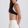 Fustă-pantalon de tenis plisată, moale, cu talie joasă, în culoarea Ivory