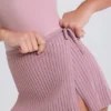 Fustă-pantalon din tricot cu nervuri, cu legătură, în nuanța mov Fustă-pantalon din tricot cu nervuri, cu legătură, în nuanța mov