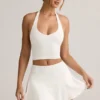 Fustă-pantalon mini cu talie joasă și volane Keoni Modal, albă Fustă-pantalon mini cu talie joasă și volane Keoni Modal, albă