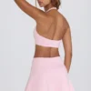 Fustă-pantalon mini din jersey periat cu design încrucișat, în nuanța Pale Pink Marl Fustă-pantalon mini din jersey periat cu design încrucișat, în nuanța Pale Pink Marl
