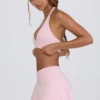 Fustă-pantalon mini din jersey periat cu design încrucișat, în nuanța Pale Pink Marl Fustă-pantalon mini din jersey periat cu design încrucișat, în nuanța Pale Pink Marl