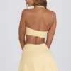 Fustă-pantalon mini din jersey periat, cu talie încrucișată, în nuanța Lemon Marl Fustă-pantalon mini din jersey periat, cu talie încrucișată, în nuanța Lemon Marl