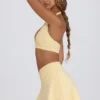 Fustă-pantalon mini din jersey periat, cu talie încrucișată, în nuanța Lemon Marl Fustă-pantalon mini din jersey periat, cu talie încrucișată, în nuanța Lemon Marl