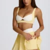 Fustă-pantalon mini plisată Soft Active cu decupaj încrucișat, culoare lămâie Fustă-pantalon mini plisată Soft Active cu decupaj încrucișat, culoare lămâie