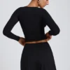 Fustă-pantalon mini Solene din modal, cu croi în A, în negru Fustă-pantalon mini Solene din modal, cu croi în A, în negru