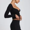 Fustă-pantalon mini Solene din modal, cu croi în A, în negru Fustă-pantalon mini Solene din modal, cu croi în A, în negru