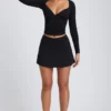 Fustă-pantalon mini Solene din modal, cu croi în A, în negru Fustă-pantalon mini Solene din modal, cu croi în A, în negru