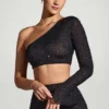 Fustă Soustons cu tiv în formă de batistă și ornamente, negru Fustă Soustons cu tiv în formă de batistă și ornamente, negru