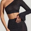 Fustă Soustons cu tiv în formă de batistă și ornamente, negru Fustă Soustons cu tiv în formă de batistă și ornamente, negru