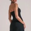 Fustă ultra mini bodycon cu talie medie și fante, Tula, în negru Fustă ultra mini bodycon cu talie medie și fante, Tula, în negru