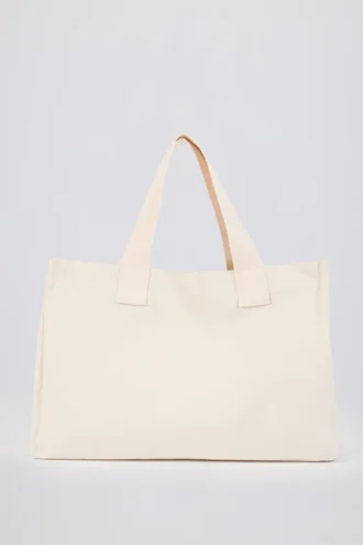 Geantă de pânză oversized în culoarea cojii de ou