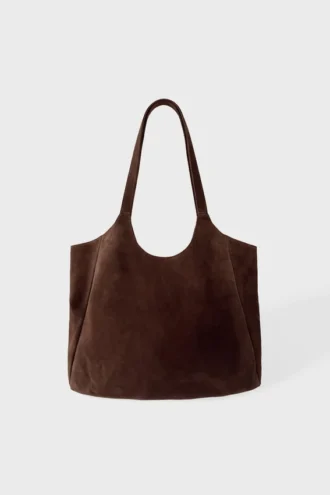 Geantă tote din piele de căprioară, culoare Espresso Geantă tote din piele de căprioară, culoare Espresso