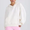 Hanorac cu imprimeu grafic din jersey de bumbac texturat, de culoare albă