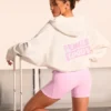 Hanorac cu imprimeu grafic din jersey de bumbac texturat, de culoare albă