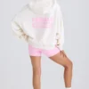 Hanorac cu imprimeu grafic din jersey de bumbac texturat, de culoare albă