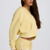 Hanorac din bumbac cu guler în V, culoare Lemon Hanorac din bumbac cu guler în V, culoare Lemon