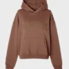 Hanorac oversized brodat, culoare cacao Hanorac oversized brodat, culoare cacao