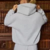 Hanorac oversized brodat, gri melanj Hanorac oversized brodat, gri melanj