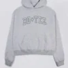 Hanorac oversized brodat, gri melanj Hanorac oversized brodat, gri melanj