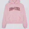 Hanorac oversized brodat în roz pudră Hanorac oversized brodat în roz pudră