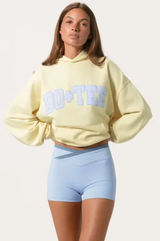 Hanorac oversized cu aplicație, culoare lămâie