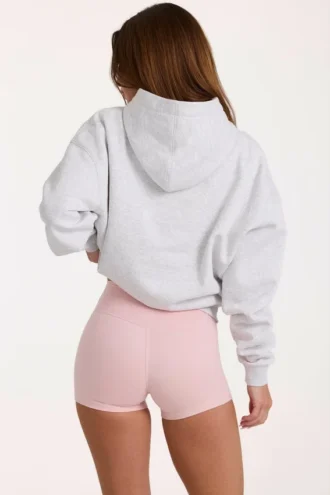 Hanorac oversized cu aplicație, gri melanj
