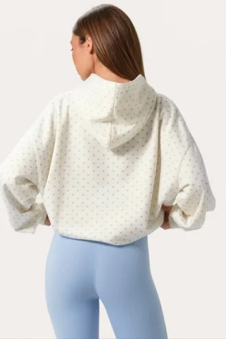 Hanorac oversized cu aplicații, în culoarea Milk Polka Dot