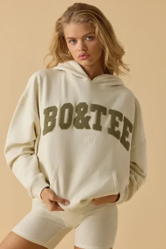 Hanorac oversized cu glugă, culoare Bone