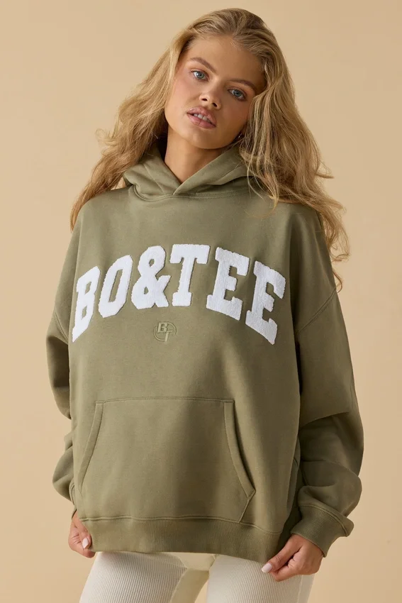Hanorac oversized cu glugă, culoare verde măslin deschis Hanorac oversized cu glugă, culoare verde măslin deschis