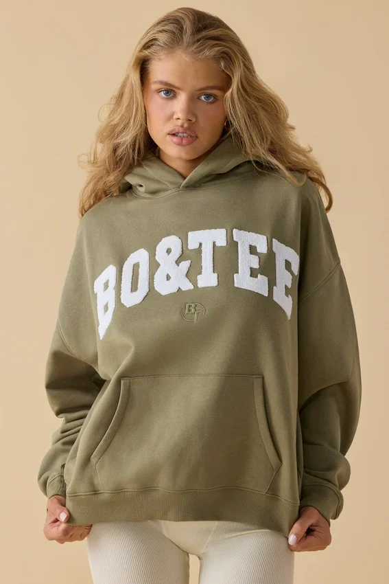 Hanorac oversized cu glugă, culoare verde măslin deschis Hanorac oversized cu glugă, culoare verde măslin deschis