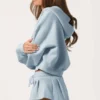Hanorac oversized cu glugă și fermoar în albastru pudră Hanorac oversized cu glugă și fermoar în albastru pudră