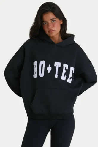 Hanorac oversized cu glugă  în negru