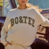 Hanorac oversized cu guler rotund, culoare bej