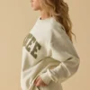 Hanorac oversized cu guler rotund, culoare bej