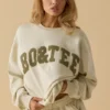 Hanorac oversized cu guler rotund, culoare bej