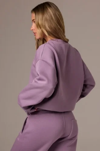 Hanorac oversized cu guler rotund, culoare Dusk
