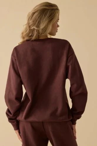 Hanorac oversized cu guler rotund, culoare mahon Hanorac oversized cu guler rotund, culoare mahon