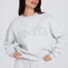Hanorac oversized cu guler rotund, gri melanj Hanorac oversized cu guler rotund, gri melanj