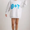 Hanorac oversized cu guler rotund, gri melanj Hanorac oversized cu guler rotund, gri melanj