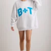 Hanorac oversized cu guler rotund, gri melanj Hanorac oversized cu guler rotund, gri melanj